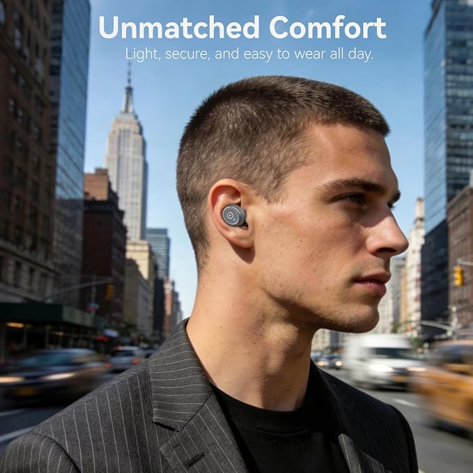 TOZO T10 Wireless Earbuds Powerful Bass Stereo Wireless Charging, APP, IPX8 | Waterproof, 55H Playtime, Ergonomic Design In Ear buds, App Customize EQ, Bluetooth 5.3 Headphones for Work, Travel, Gray - Image 4