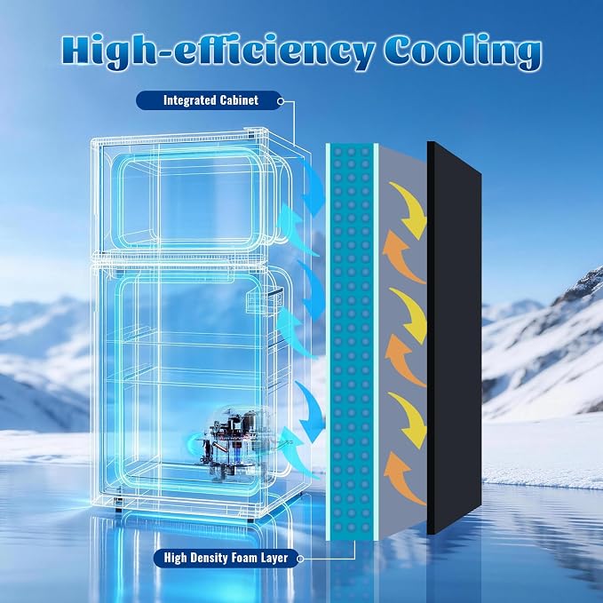 Mini Fridge with Separate Freezer Compartment Double Door Small Refrigerator with 7 Adjustable Temp Control Ideal for One Person Use & Dorm Apartment Office Silver - Image 4