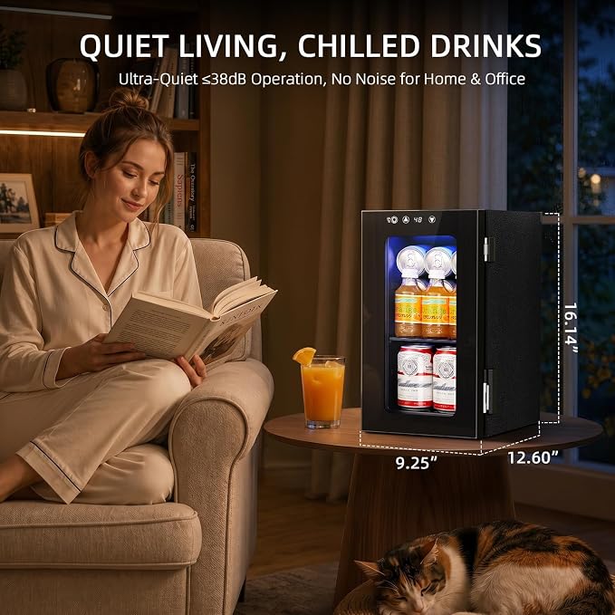 Antarctic Star Mini Fridge Beverage Refrigerator, 10L Small Drink Fridge for Bedroom, beverage cooler with Digital Temp Adjustment 40-61°F, Ideal for Bedroom, Dormitory, Office, Bar and Kitchen - Image 2