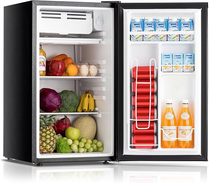 DOGHLY 3.2 Cu.Ft Mini Fridge with Freezer, Single Door Small Refrigerator | Compact Refrigerator with 7 Adjustable Thermostat, Removable Shelf, Low Noise, Small Fridge for Bedroom, Office, Dorm, Black by DOGHLY
