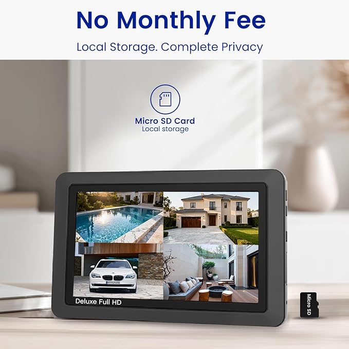 CasaCam Wireless Security Camera System Deluxe | 7" Touchscreen Monitor & 2 - Image 5