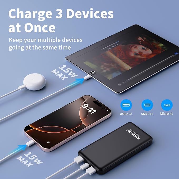 2 Pack Portable Charger, Slimmer 10000mAh Power Bank, USB C in&Out Fast Charging Battery Pack, External Portable Power Bank for iPhone 16 15 14 13 12 Tablet Headphones Samsung S23 S22 Pixel etc - Image 4