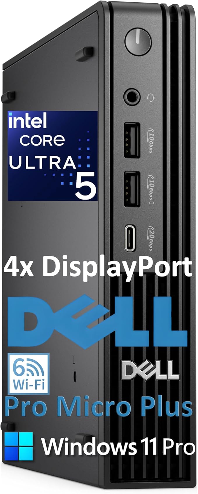 Dell Pro Micro Plus Mini PC (Next Gen OptiPlex 7000 MFF), Bussiness Desktop Computer AI PC, Intel 14-Core Ultra 5 235T (Beat i7-13700T), 16GB DDR5, 512GB SSD, WiFi 6, Bluetooth, 4X DP, Windows 11 Pro by Dell
