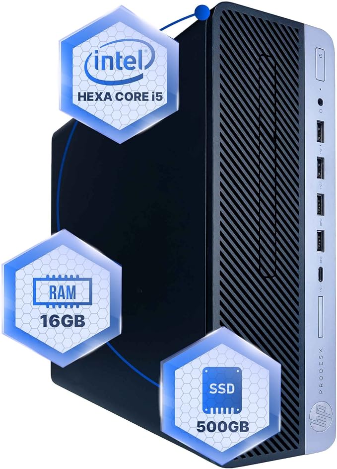 HP ProDesk 600G4 Desktop Computer | Hexa Core Intel i5 (3.2) | 16GB DDR4 RAM | 500GB SSD Solid State | Windows 11 Professional | Home or Office PC (Renewed) by Unknown
