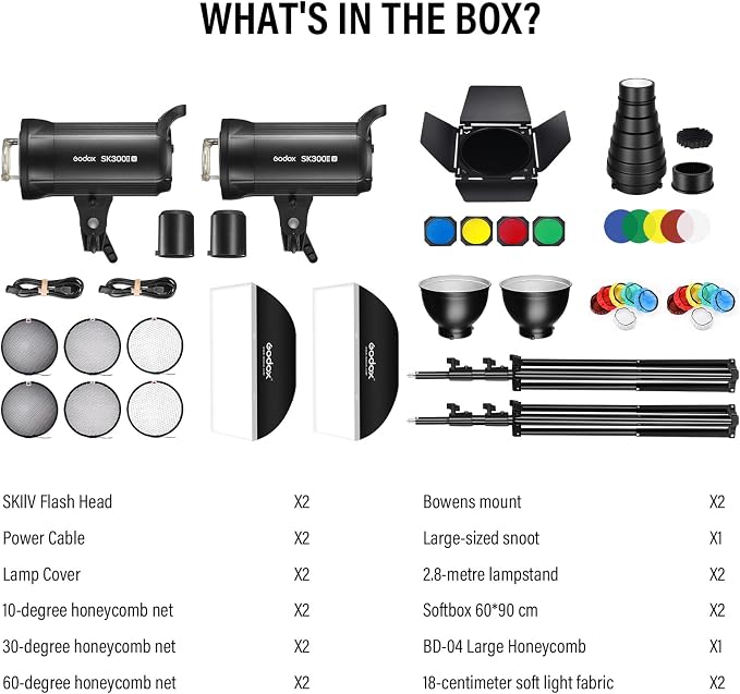 Godox Sk300ii-v Sk300iiv*2Kit Upgraded Strobe Flash 600Ws GN58 5700K Bowens - Image 9