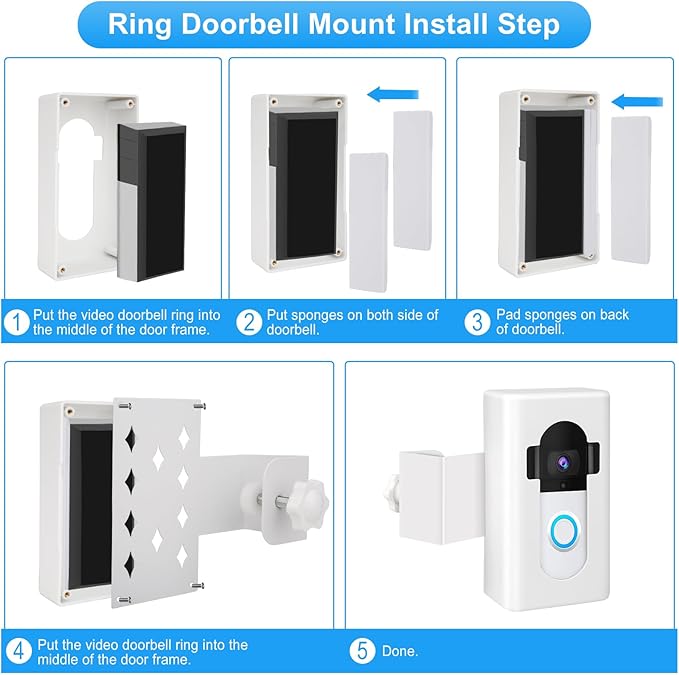 Anti-Theft Video Doorbell Door Mount, Doorbell No-Drill Mount Fit - Image 6