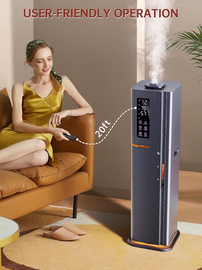 2.64Gal Humidifiers for Bedroom Large Room, Warm and Cool Mist up to 500ft², Ambient Light Top Fill Diffuser, 24H Timer, 3 Mist Modes, 35dB Quiet Humidifier for Home Office Plants - Image 9
