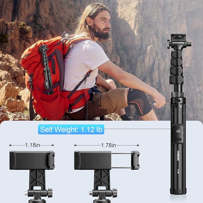 Fugetek 62" Professional Cell Phone Tripod, Ultra Stable 4 Leg Design, 100% All - Image 7