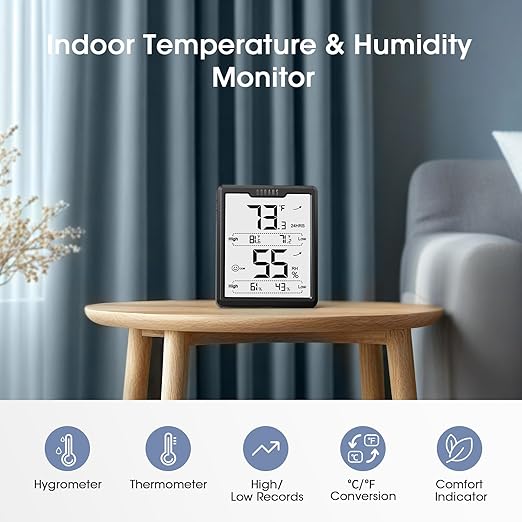 DOQAUS Digital Hygrometer Room Thermometer Indoor, Humidity Meter - Image 2