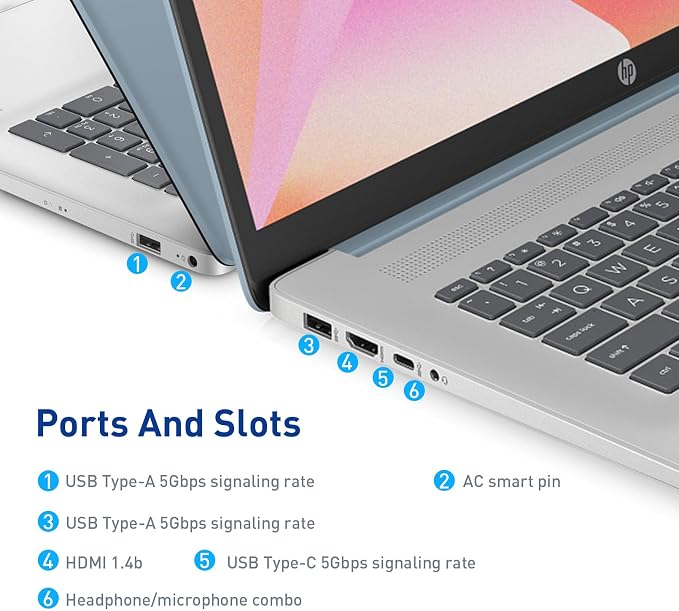 HP 17.3” Touchscreen Laptop w/Microsoft 365, 8GB RAM, 512GB SSD+128GB UFS | Webcam w/ shutter, Fingerprint Reader, Backlit Keyboard, Microsoft Copilot Key, Intel Quad-Core CPU, Win11, Blue - Image 5