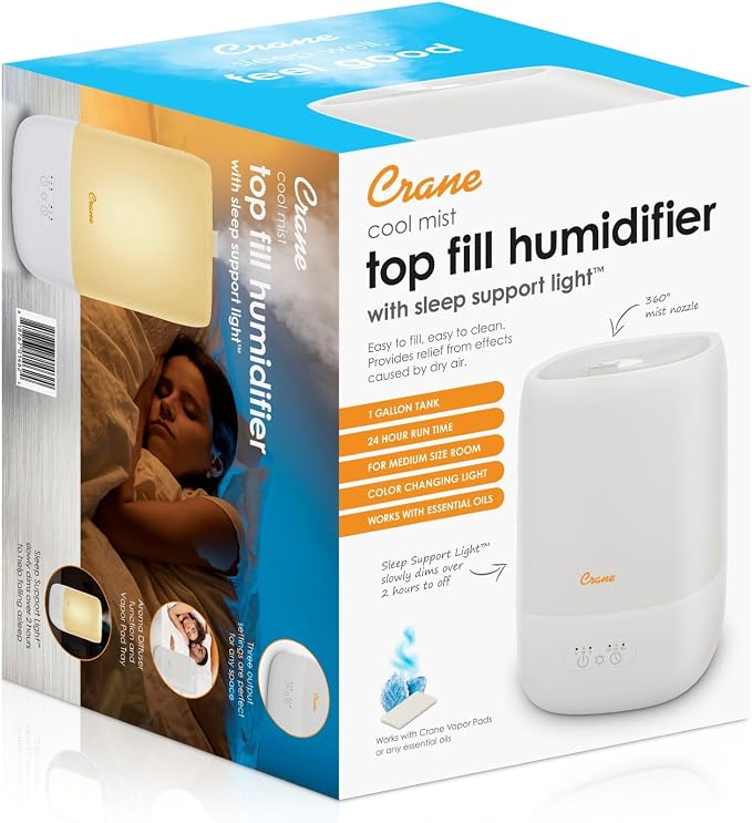 Crane Ultra-Quiet 3-in-1 Humidifier for Baby with Essential Oil Tray, 7-Color Sleep Light, 1 Gallon Top-Fill Tank, Ideal for Bedroom - Image 12