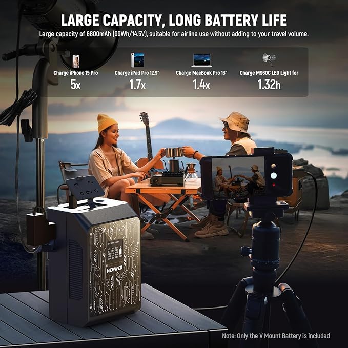 NEEWER Smart Mini V Mount Battery NEEWER APP Control, 6800mAh 99Wh 14.5V - Image 4