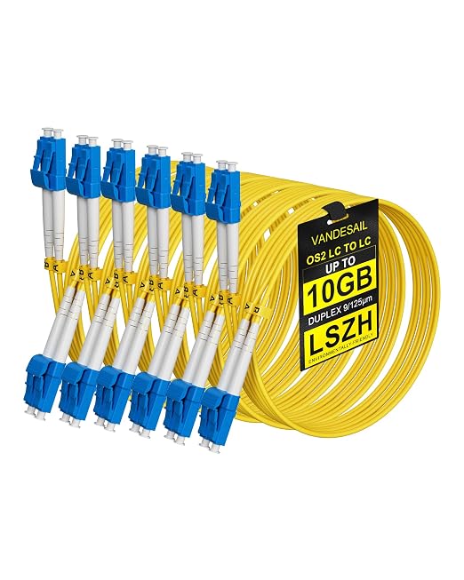 6 Pack OS2 LC to LC Fiber Patch Cable 2m, Individually Tested LC LC Single Mode by VANDESAIL
