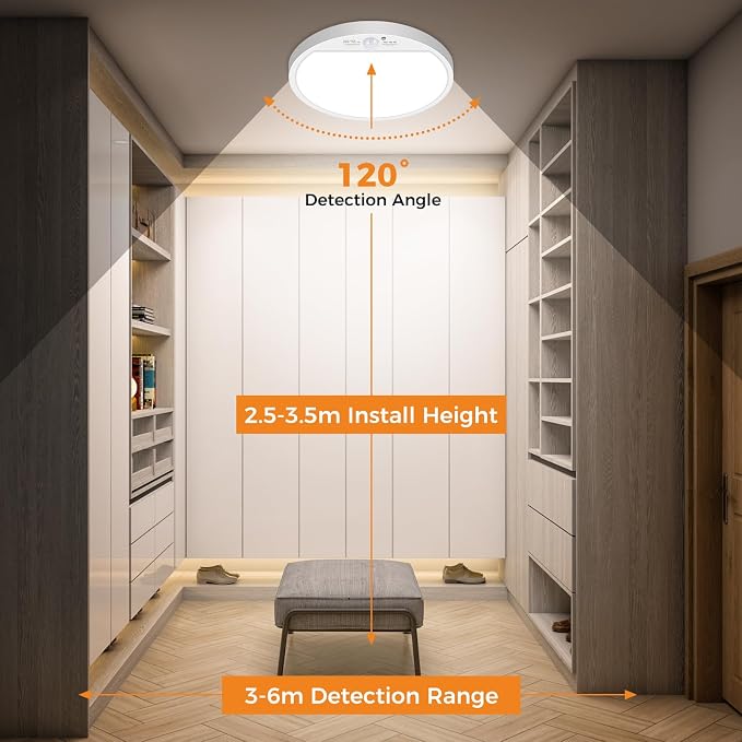 slochi Motion Sensor Light Indoor Wired, 8.7 Inch 3000K/4000K/6500K Closet - Image 7