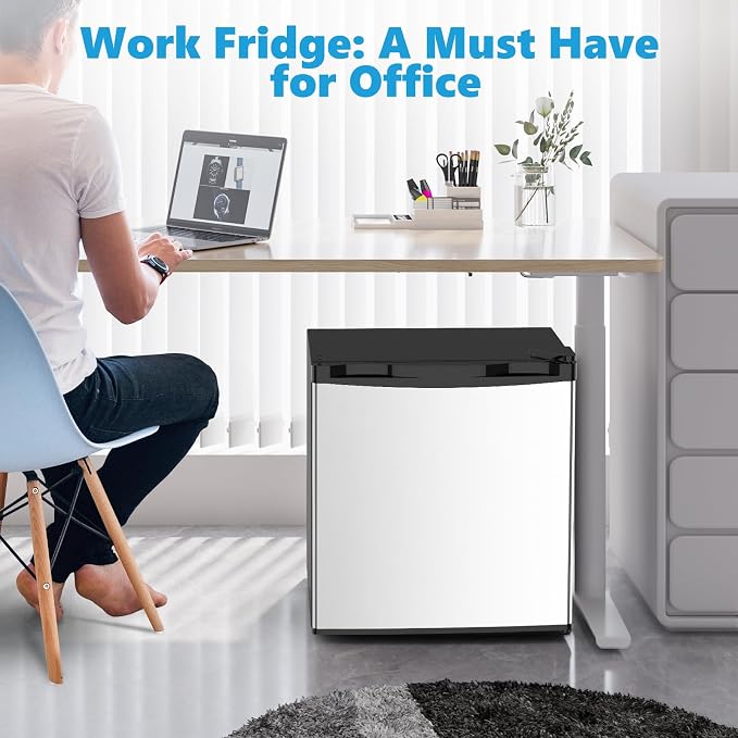 Electactic 1.7 Cu.ft Mini Fridge, Compact Refrigerator, Single Reversible Door, Ultra Quiet, Energy Efficient for Office, Dorm, Bedroom, Apartment, Silver - Image 3