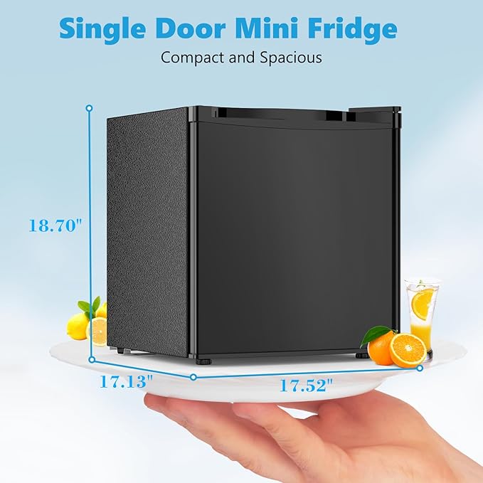 Electactic 1.6 Cu.ft Mini Fridge, Compact Single Reversible Door Refrigerator, Adjustable Thermostat, Ultra Quiet, Energy Efficient for Office, Dorm, Bedroom, Apartment -Black - Image 5