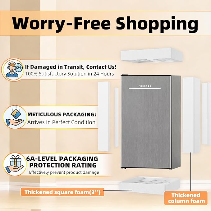 3.2 Cu. Ft. Mini Fridge with Freezer Small Refrigerator, for Bedroom, Single Door, Energy Saving, Low Noise,for Office (Grey) - Image 3