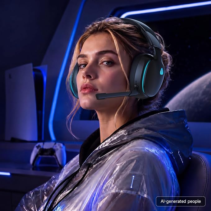 AOC 2.4GHz Wireless Gaming Headset for PS5, PS4, PC, Switch, 45Hr, Black | Bluetooth 6.0 Gaming Headphones with Noise Canceling Mic, 7.1 Virtual Surround, Great for Fortnite & Call of Duty/FPS Gamers - Image 8