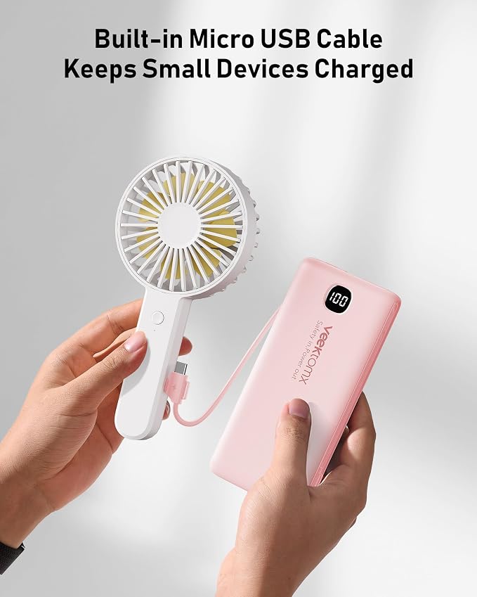 Portable Charger Power Bank Built in Cables and Wall Plug, 10000mAh iPhone Battery Pack Fast Charging, USB C External Slim Power Bank, Travel Essentials Compatible with iPhone 16 15 14 13 iPad, Pink - Image 4