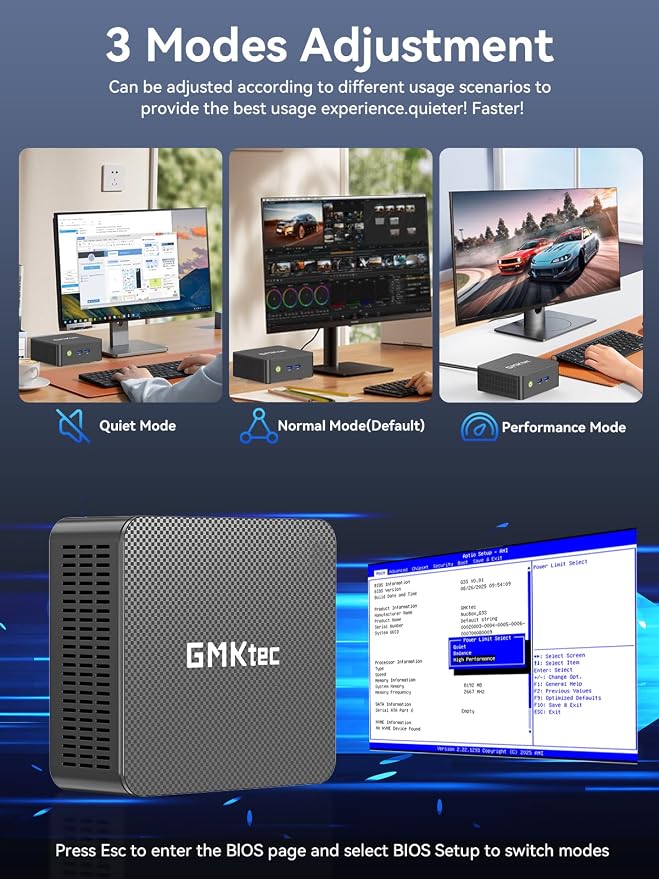 GMKtec G3S Mini PC Computers Intel N95 Processor (Turbo 3.4GHz) | 8GB DDR4 256GB SSD Desktop Computer 4K Dual HDMI Display/3x USB3.2/WiFi 5 BT5.0/RJ45 Ethernet - Image 6