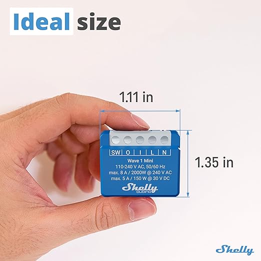 Shelly Wave 1 Mini US LR, Z-Wave Long Range Smart Switch Relay, 1-Channel 8 A - Image 3