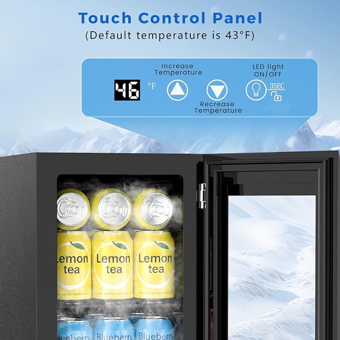 COWSAR Commercial Beverage Refrigerator 24-Can Mini Fridge, Countertop Wine Cooler Small Adjustable Digital Thermostat, LED Light, Freestanding Countertop Drink Refrigerator for Home, Bar & Office - Image 3