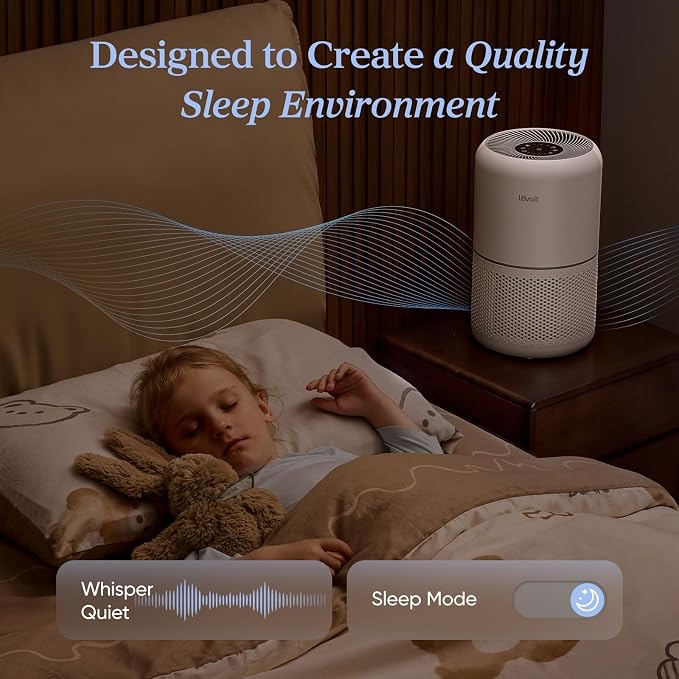LEVOIT Air Purifier for Home Allergies and Pets Hair Smokers in Bedroom, H13 True HEPA Filter, 24db Filtration System Cleaner Odor Eliminators, Remove 99.97% Dust Smoke Mold Pollen, Core 300, White | Quiet HEPA Sleep Mode, Remove 99.97% Dust Pollen Smo... - Image 8