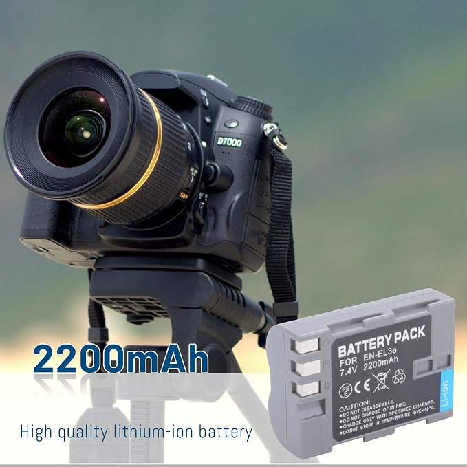 2-Pack EN-EL3e Battery with USB-C Dual Charger Compatible with Nikon D50 - Image 7