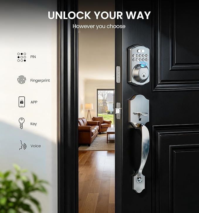 Veise VE012W-H WiFi Smart Front Door Lock Set, Built-in WiFi, App Remote & - Image 6