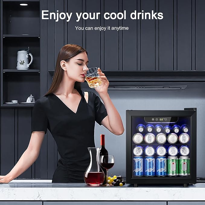 Antarctic Star 12 Bottle/48 Can Beverage Refrigerator, Wine Cooler/Cabinet, Mini Drink Fridge, Clear Front Glass Door Counter Top Red Cellar Beer Soda Bar Quiet Compressor Freestanding 1.3 cu.ft. | 12 Bottle 48 Can capacity, Low Noise Clear Glass Door,... - Image 7