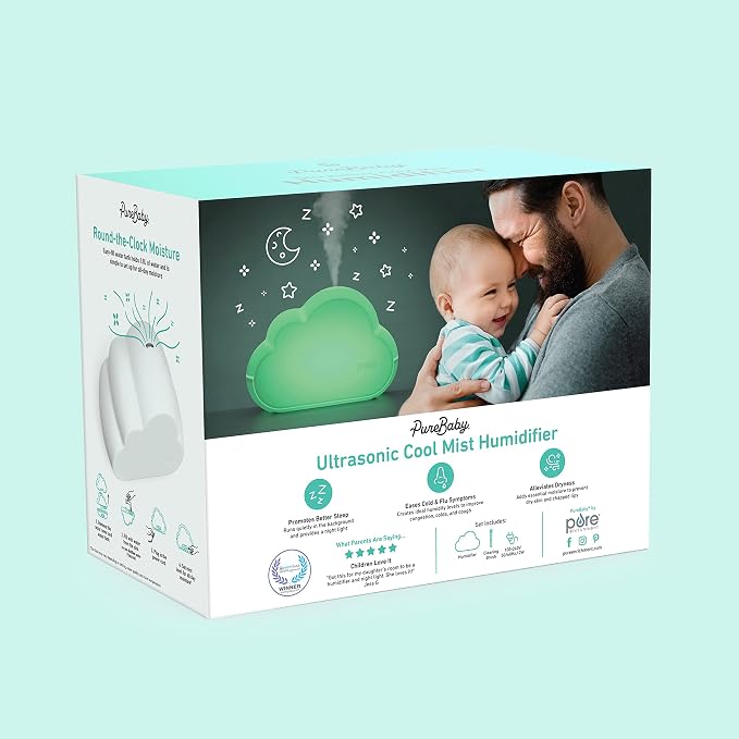 Pure Enrichment PureBaby Cloud Ultrasonic Cool Mist Humidifier Quiet Variable Mist for up to 24 Hrs Ideal for Baby Nurseries & Kids Bedrooms to Relieve Congestion Colds & Coughs, Night Light, BPA-Free - Image 8