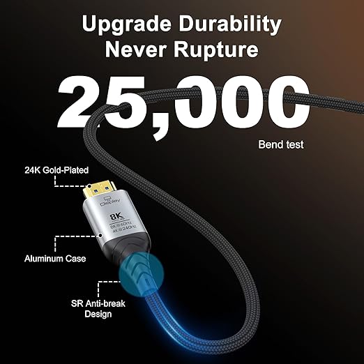 Fiber Optic HDMI Cable 30FT, 8K Long HDMI 2.1 Cable, 48Gbps Ultra High Speed - Image 6
