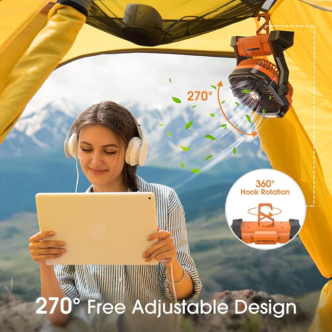 Portable Fan Rechargeable, Cordless Battery Powered Fan with LED Lantern, Small Table Fan, USB Battery Operated Fans for Travel Bedroom Home Camping Tent Office Beach Desk Picnic Barbecue Fishing - Image 6