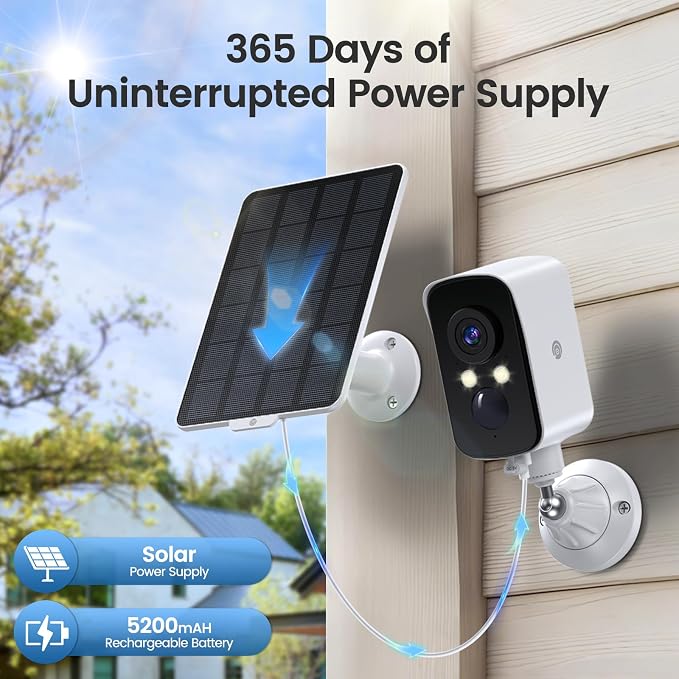 Security Camera Wireless Outdoor, 2.4G WiFi, Battery & Solar Powered, Free - Image 7