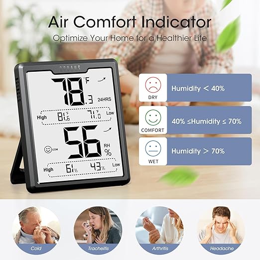 DOQAUS Digital Hygrometer Room Thermometer Indoor, Humidity Meter - Image 3
