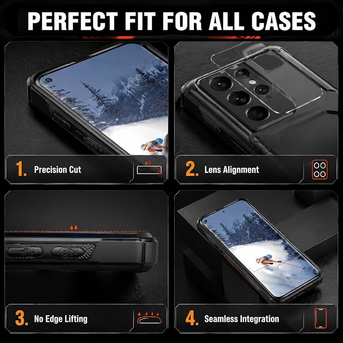 2 Pack Galaxy S21 Ultra Screen Protector, HD Clear Tempered Glass, 2 Pack - Image 4
