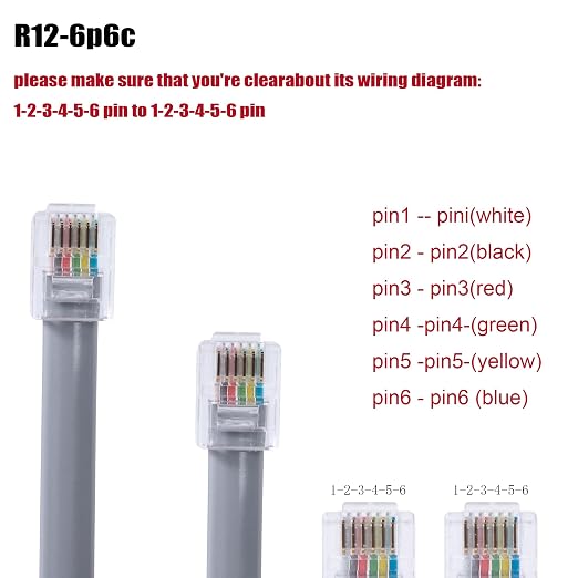 RJ12 Cable Phone Cord 25ft RJ12 6P6C Male to Male Straight Wired - Image 5