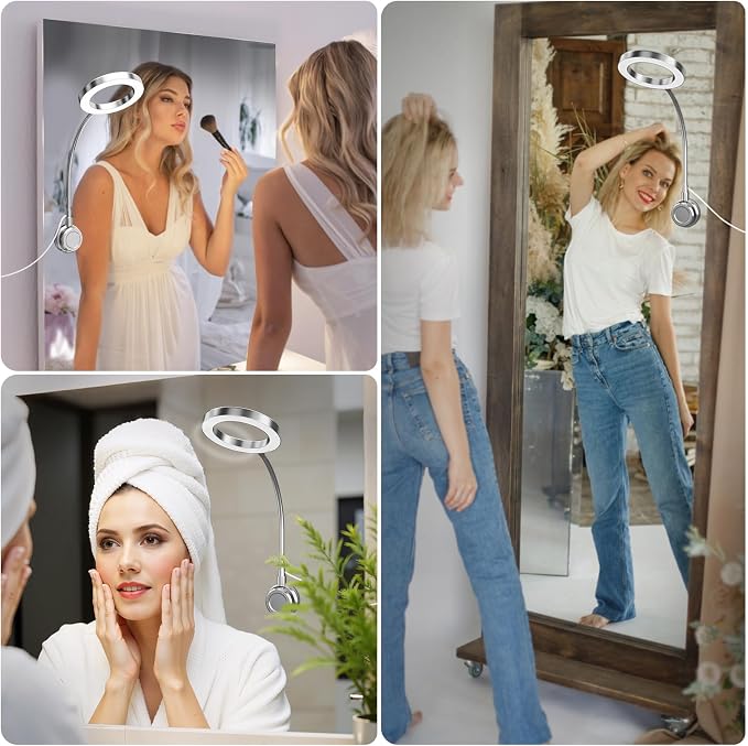 Suction Cup LED Vantiy Lights for Mirror, Flexible Gooseneck Stick on Selfie - Image 6