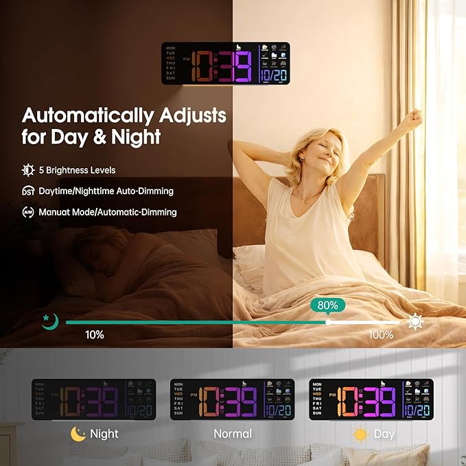 Hoifen Clock with Day and Date for Seniors, Remote Control, Night Light - Image 7