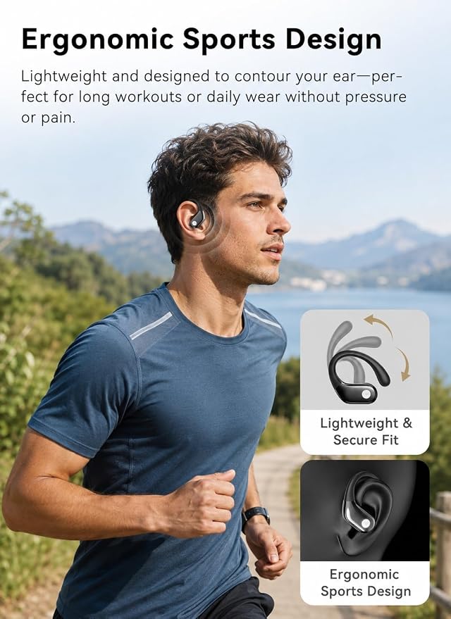 jaddsa Bluetooth 5.4 Wireless Earphones with Touchscreen Control (Mattle Black) - Image 4