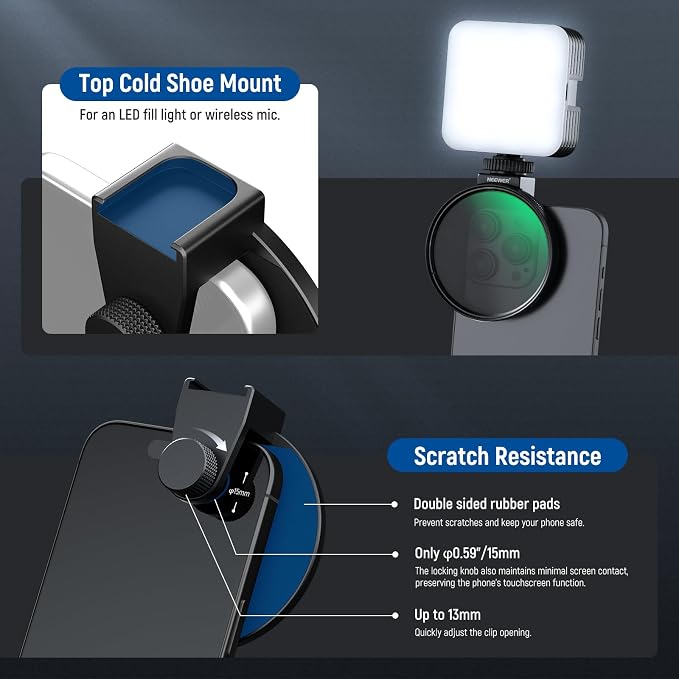 NEEWER Clip On Phone Filter Kit, 67mm Multicoated CPL Filter - Image 5