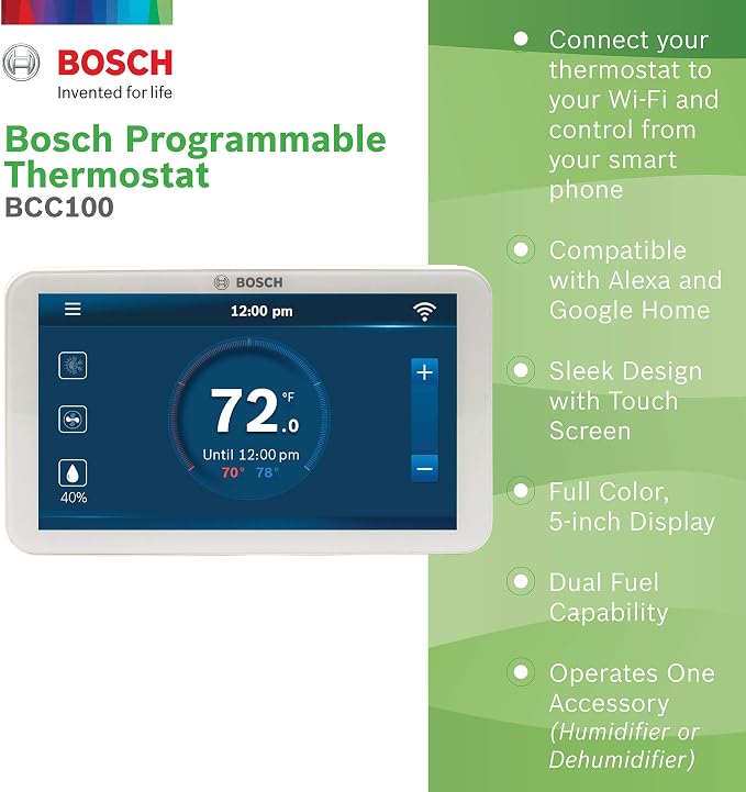 Bosch Large 5-Inch Full-Color Touch Screen Sleek Easy Setup Connected Control - Image 2