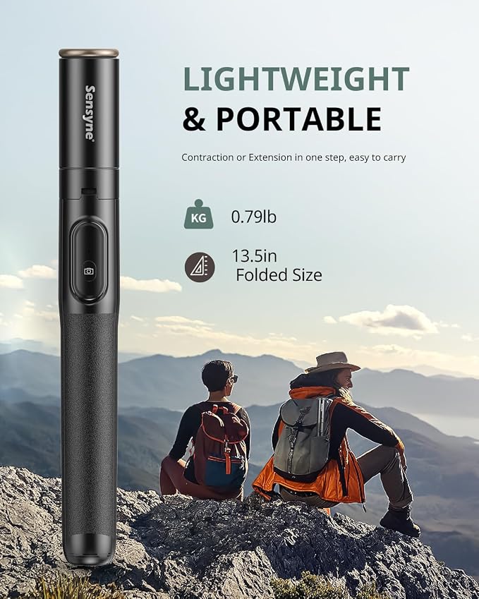 Sensyne 68" Phone Tripod & Selfie Stick, Lightweight All in One Phone Tripod - Image 6