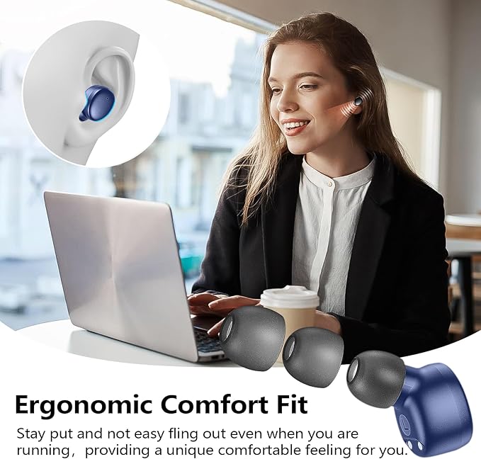 kurdene Wireless Earbuds Bluetooth 5.3 Light Weight in Ear Headphones | Premium Sound Bass Ear buds with Charging Case,Touch Control,Built in Mics Headset,Clear Calls for Sports Workout Blue - Image 3