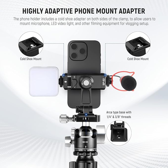 NEEWER Metal Phone Tripod Mount Adapter - Image 2