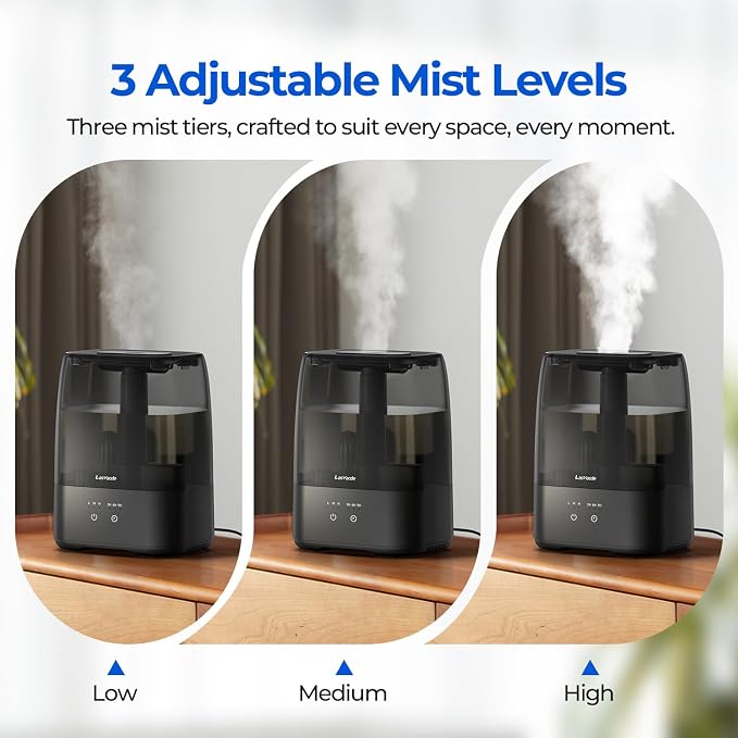 Top Fill Humidifiers for Bedroom, 4.0L Tank Cool Mist Humidifiers for Large Room, 30H Runtime, 28dB Quiet Ultrasonic Air Humidifier for Home with 9H Timer, Aroma Tray - Image 5
