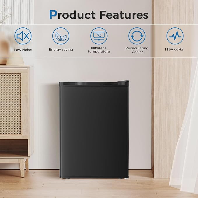 Antarctic Star Mini Compact Refrigerator with Freezer, 2.6 Cu.Ft. Single Door Adjustable Removable Shelves for Apartment/Dorm/Office,BLACK - Image 6