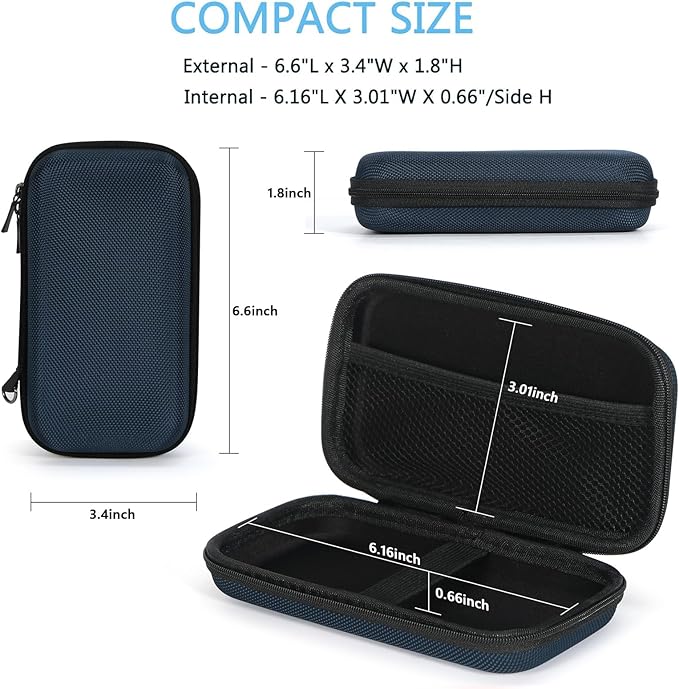 Hard EVA Protective Case - GLCON Portable Storage Case for Charging Cable, Power Bank, Hard Drive, Cell Phone, External Battery - Small Travel Case Mesh Inner Pocket + Zipper Enclosure (Grey Blue) - Image 3