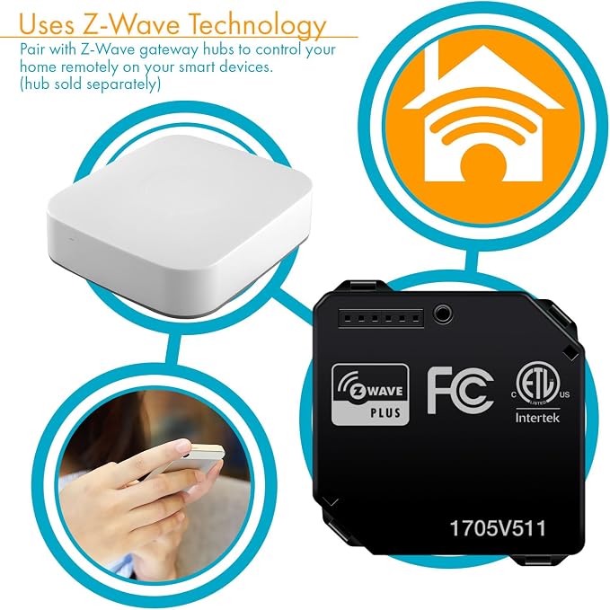 Z-Wave Plus Relay, Hidden Smart Switch Wireless Remote Control to Lights and - Image 5