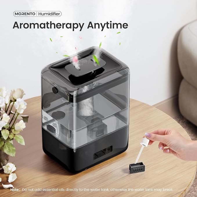 Smart Humidifiers for Bedroom Large Room Home, 6L Cool Mist Top Fill Humidifier with Essential Oil Diffuser, Smart App & Voice Control, for Nursery & Plants, Black, 1 Pack + 7 Color NightLight - Image 7